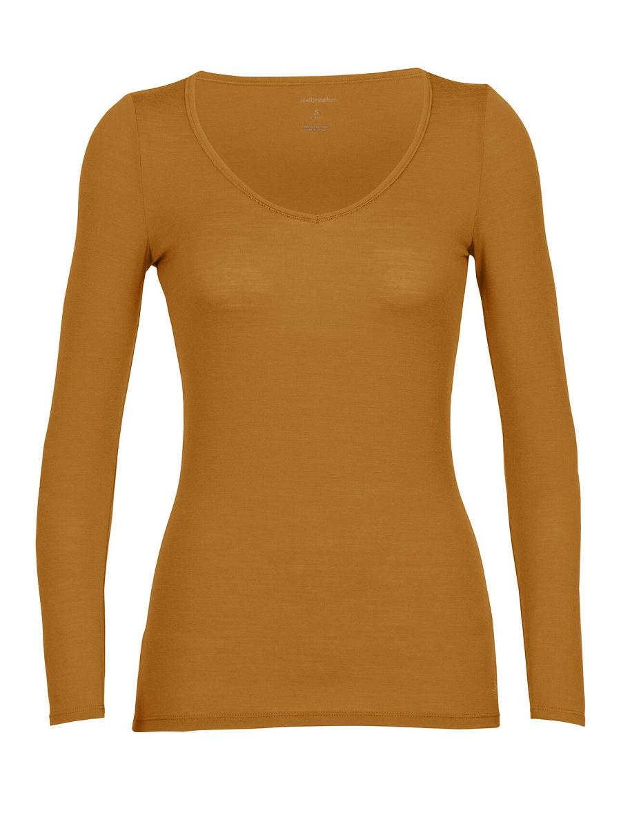 Sous Vêtement Icebreaker Merino Siren Long Sleeve Sweetheart Top Femme Marron | FR 1686ZUTG